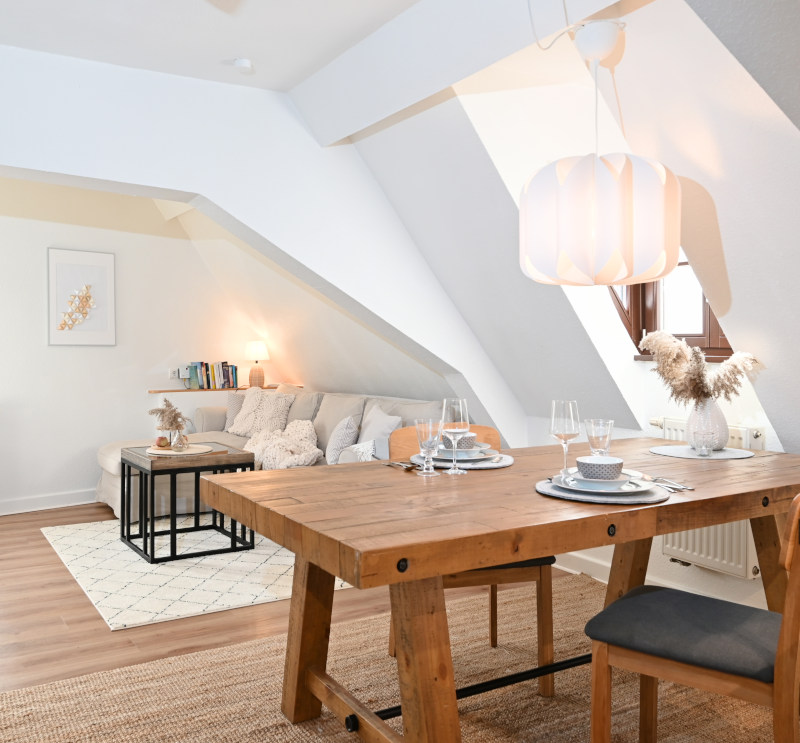 Apartment Storchennest - Apartment im Scandi Style mit offenem Wohn-Essbereich 3. OG • 45 m² • 1 Schlafzimmer • 2 Gäste
